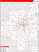 Indianapolis-Carmel-Anderson Metro Area Digital Map Red Line Style